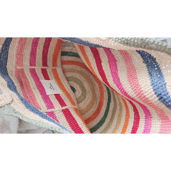 Manebi Stripped Raffia Summer Tote Bag natural one size - Picture 9 of 10